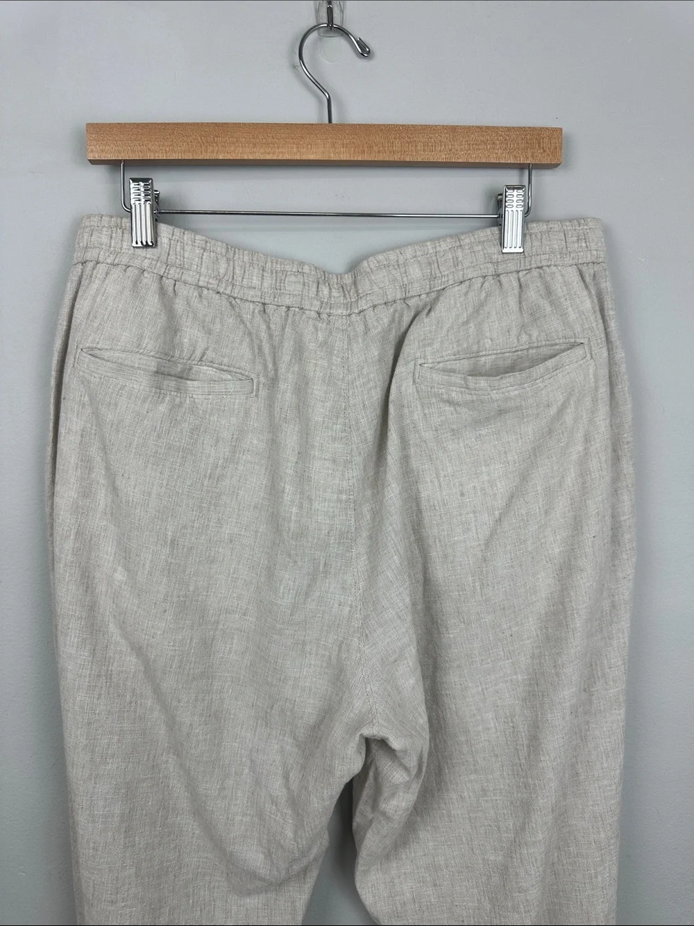 14th & Union Elastic Waist Linen Blend Trim Fit Pants Sz L